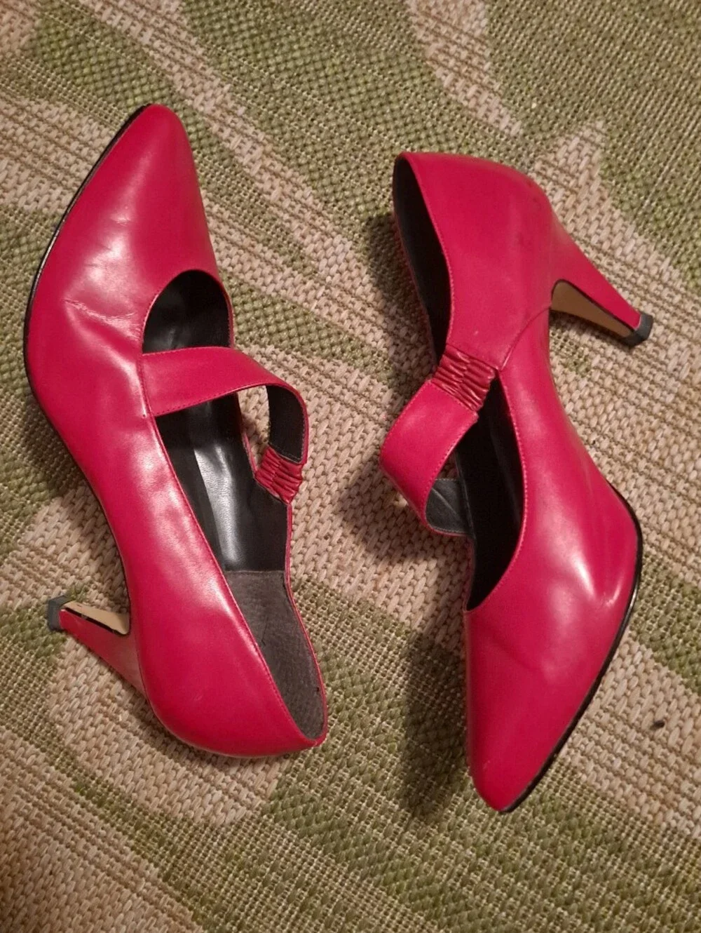 Red Leather Mary Jane Pumps